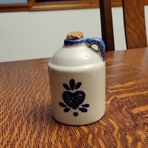Blue and White Ceramic Jug with Heart Design